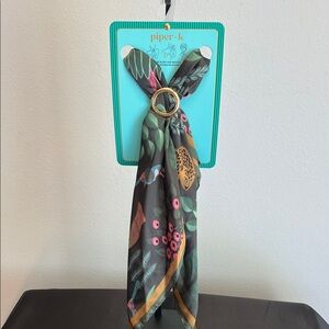 Piper K | Jungle Print Scarf w/ Brooch